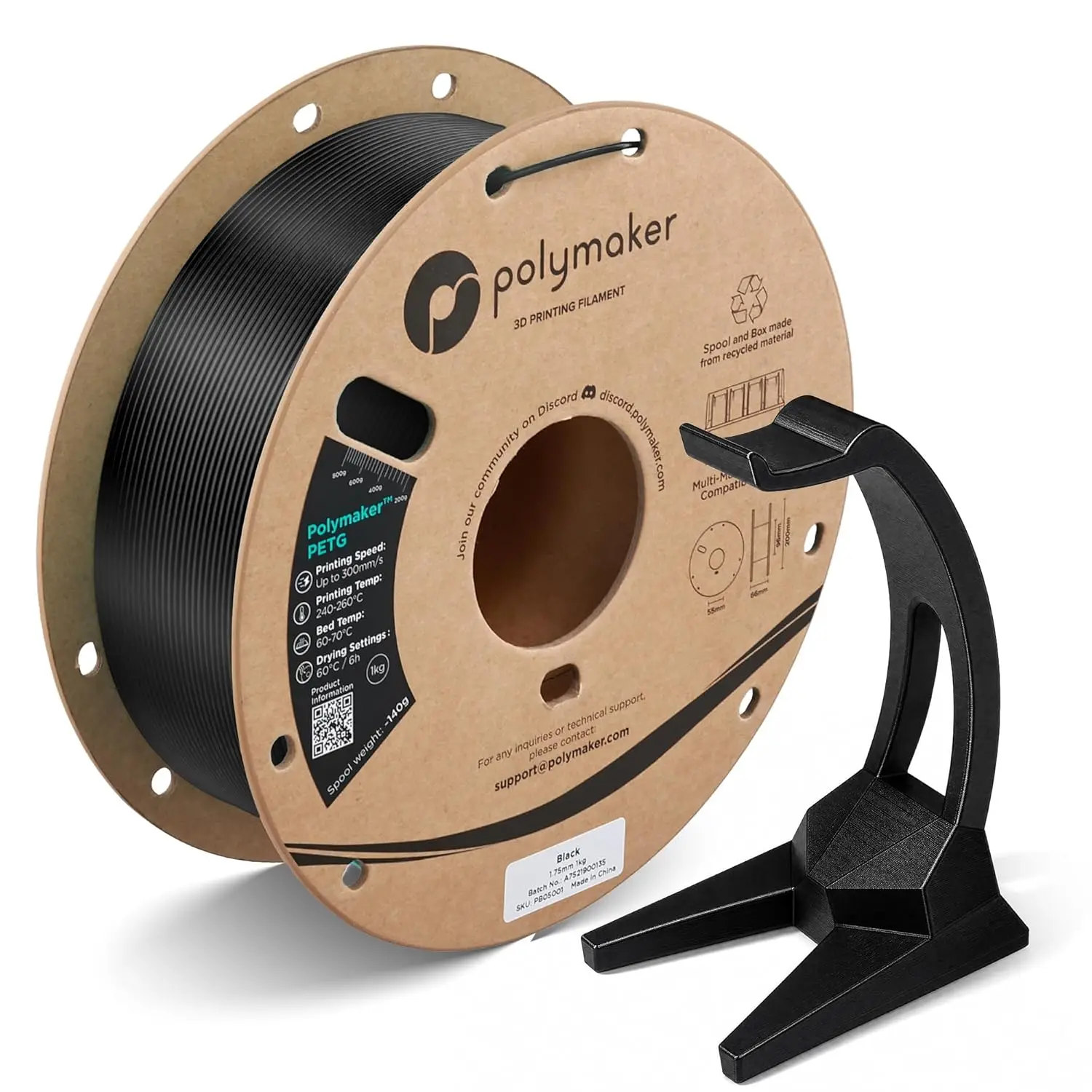 Polymaker PETG 3D Printer Filament 1.75mm 1kg, High Speed PETG up to 300mm/s, High Strength New Formula, Excellent Layer A