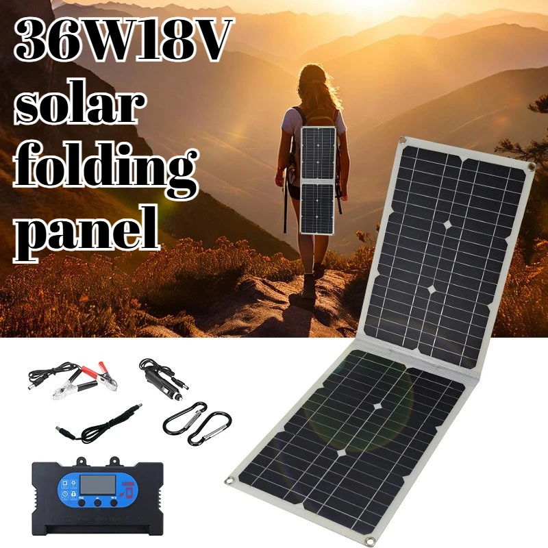 

Ultra Lightweight 36W Solar Charger Foldable 18V High Efficiency Solar Panel for Fast Charging Outdoor Must-Have Camping Gear