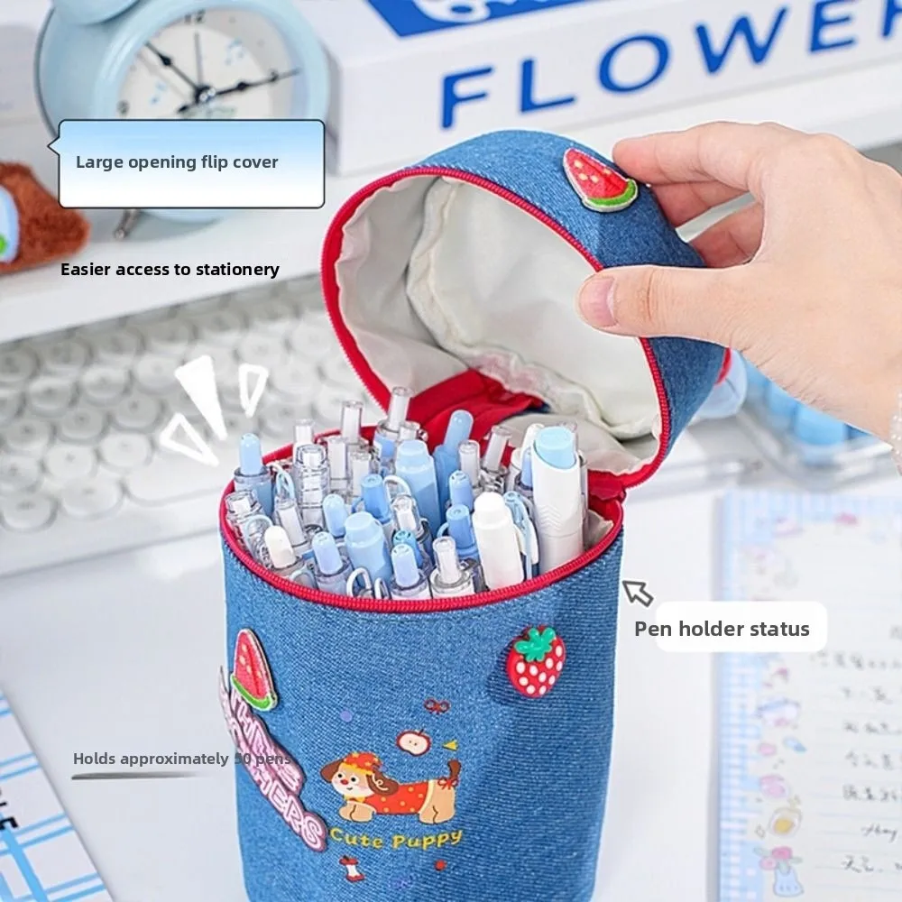 

Lovely Puppy Pattern Cartoon Pen Holder Large Capacity Sweet Pencil Storage Bag Creative INS Zipper Stationery Case Award Gifts