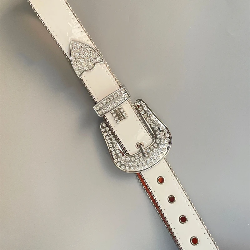 NOWISBB Punk Rhinestone y2k Belt Luxury Sparkle Crystal Studded Diamonds Ceinture Femme Western Cowboy Cinto De Strass for Jean