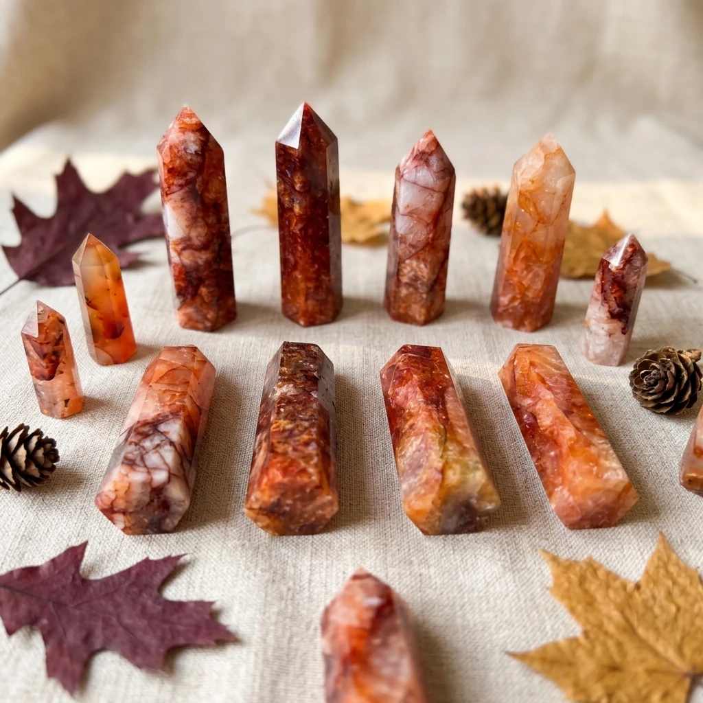 Natural Red Hematoid Quartz Tower Point, Root Chakra Healing Crystal for Confidence & Action, Unique Home Decor Gift