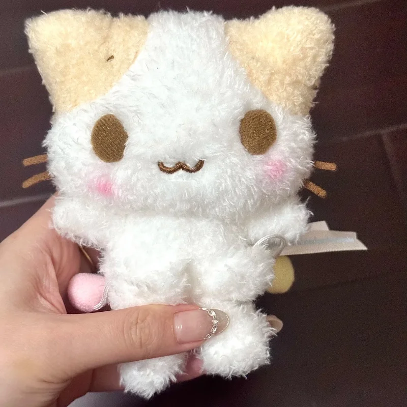 Porte-clés en peluche chat guimauve mignon, Animal en peluche doux, ornement de sac d'école, chat en barbe à papa pour sacs à dos et décor de sacs