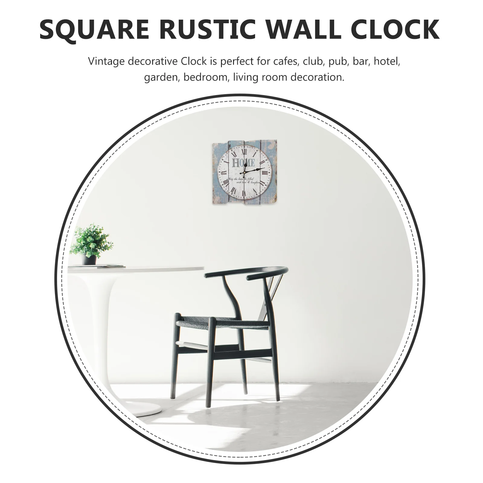 

Square Rustic Wooden Clock Farmhouse Worn Decorative Roman Numeral Wall Clock Shabby Chic DIY Home Kitchen Living Room Bedroom