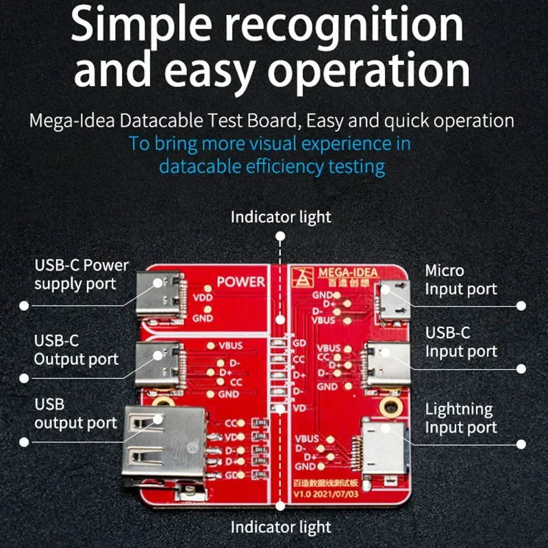 QianLi Mega-iDea كابل بيانات على الخروج لوحة كشف USB نوع-c خط أدوات اختبار أداة إصلاح الهاتف