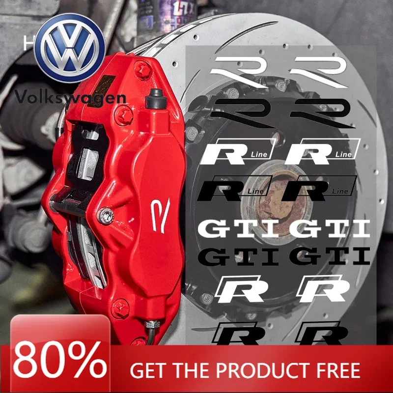 

Для VW Volkswagen Jetta MK5 Golf 4 шт. Виниловые наклейки на автомобильный тормозной суппорт для Volkswagen VW Rline R Line Golf 3 5 7 Polo Passat GTI