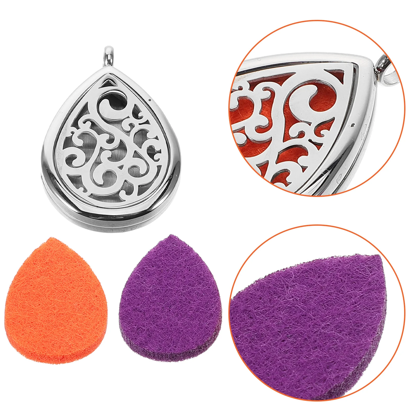 

Essential Oil Necklace Water Drop Aroma Diffuser Pendant Teardrop Jewelry Women Silver Stainless Steel Hollow Long Fragrance