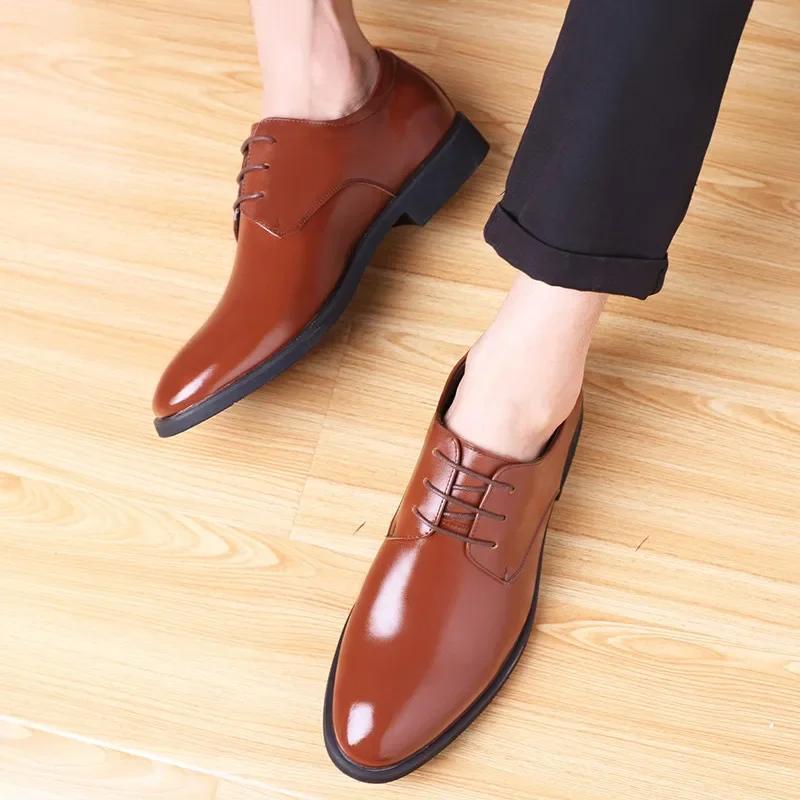 Chaussures à lacets en cuir souple pour hommes, chaussures d'affaires formelles, chaussures décontractées, chaussures de travail de haute qualité, Zapatos zones bre