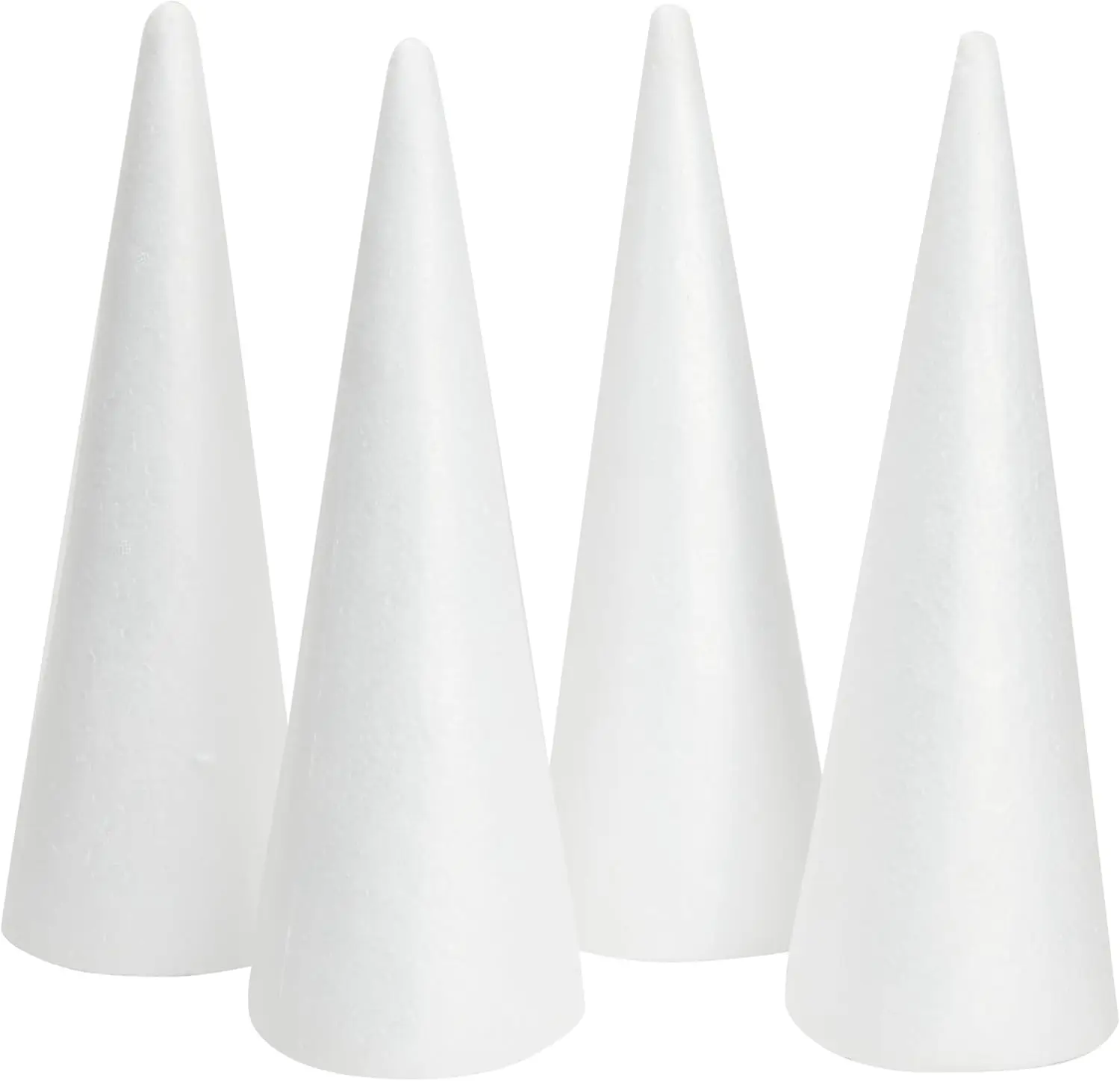 

4-Pack Foam Cones 4.5x13.5in White for DIY Crafts & Floral Arrangements