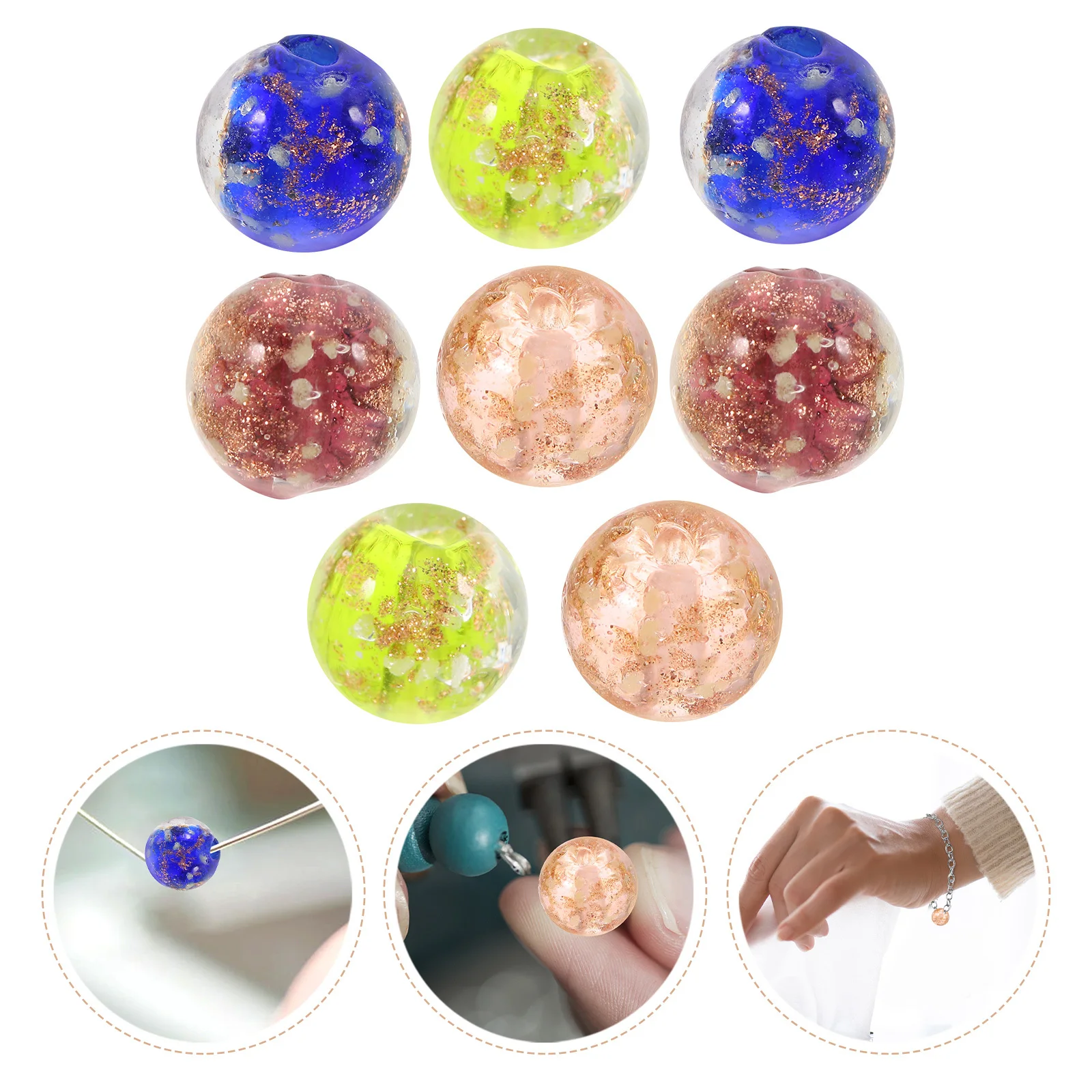

8Pcs Glow Glass Spacer Beads Durable Shining Decorative for Necklace Bracelet DIY Jewelry Making Parts 12mm Colors