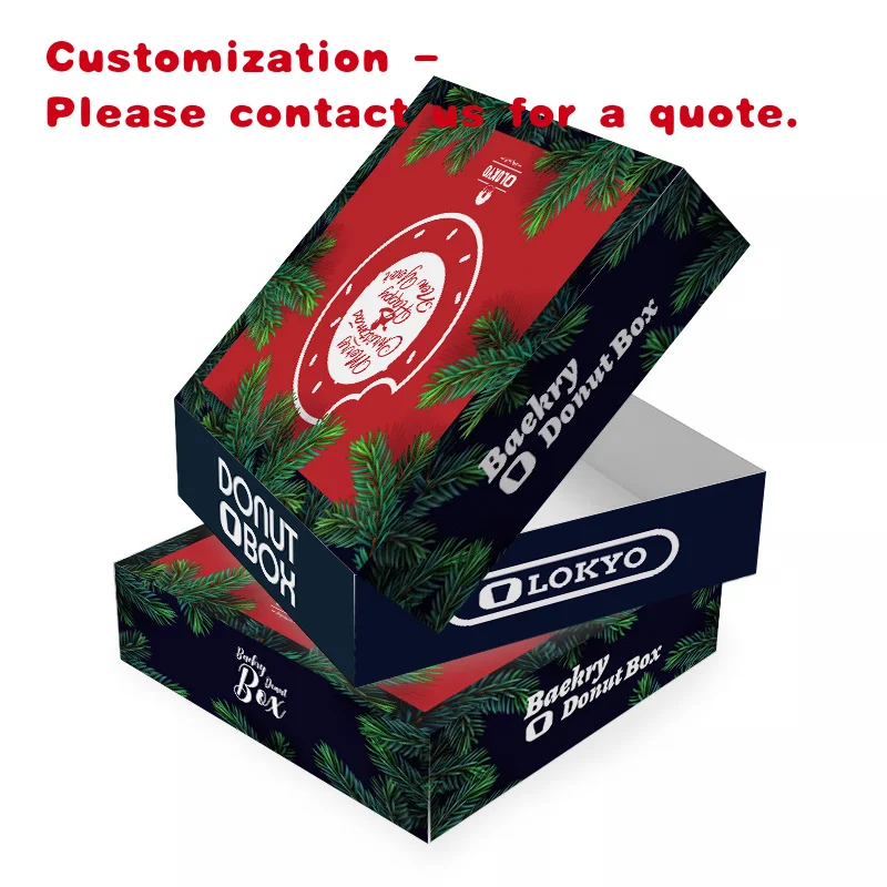 

custom.LOKYO Custom Printed Bakery Donut Bread Paper Box Food Grade Take Out Style Matt Lamination Coated Paper