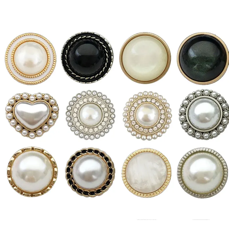 کے لیے 6Pcs 12.5-28mm دھاتی موتی کے بٹن کپڑوں کے فاسٹنرز سلائی منی بٹن گولڈ لگژری خواتین ڈریس کوٹ گارمنٹ لوازمات #1