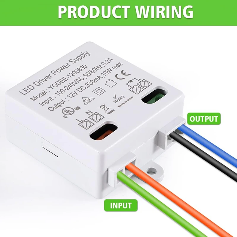 BAAG-LED трансформатор 12 В/постоянного тока, мини-трансформатор 0-10 Вт, привод питания, электронный трансформатор для светодиодных фонарей 12 В и светодиодных фонарей