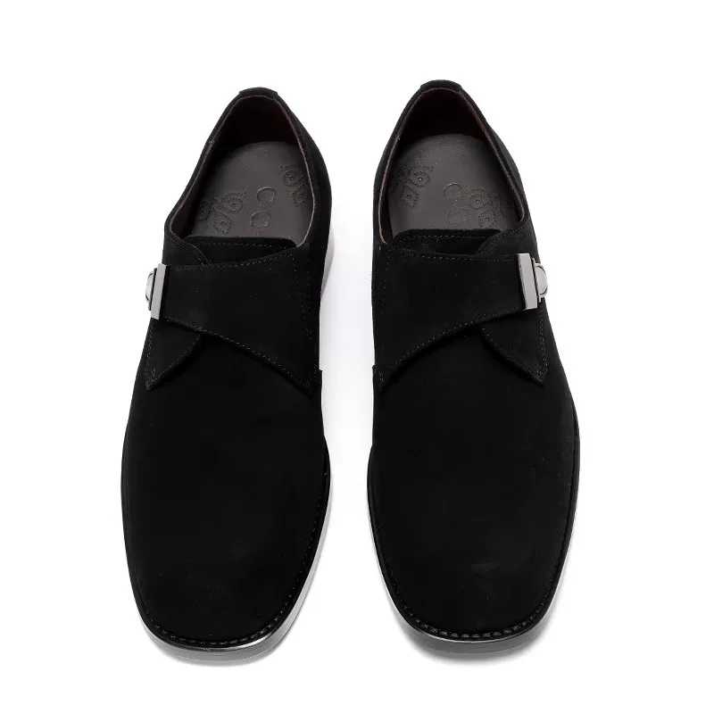 Men's Buckle Leather Shoes, Suede, European Fit, Handmade, High-end Wedding, Loafer Style - view 6