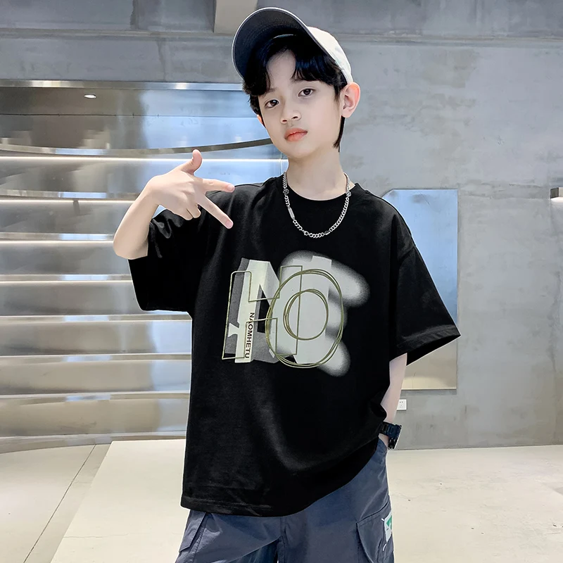 Hot Sale Kids Summer Cotton T-shirt Outfit For Boy Fashion Letter Tee Shirt Teens Child Shorts Sleeve Tshirt Tops Luxury Clothes