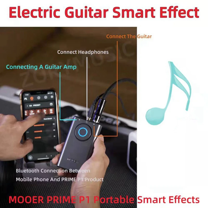 MOOER PRIME P1 Guitar Smart Effects Built-In Metronome Drum Machine Recording Loop Supports Audio And Video Recording