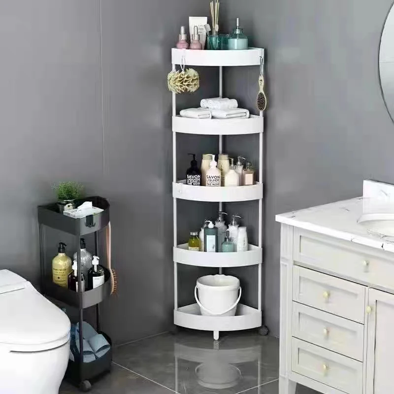 2-5 Tier Counter Bathroom Storage Cart Large Utility Rolling Storage Organizer Cart with Wheel Mobile Slim Slide Organizer Shelf