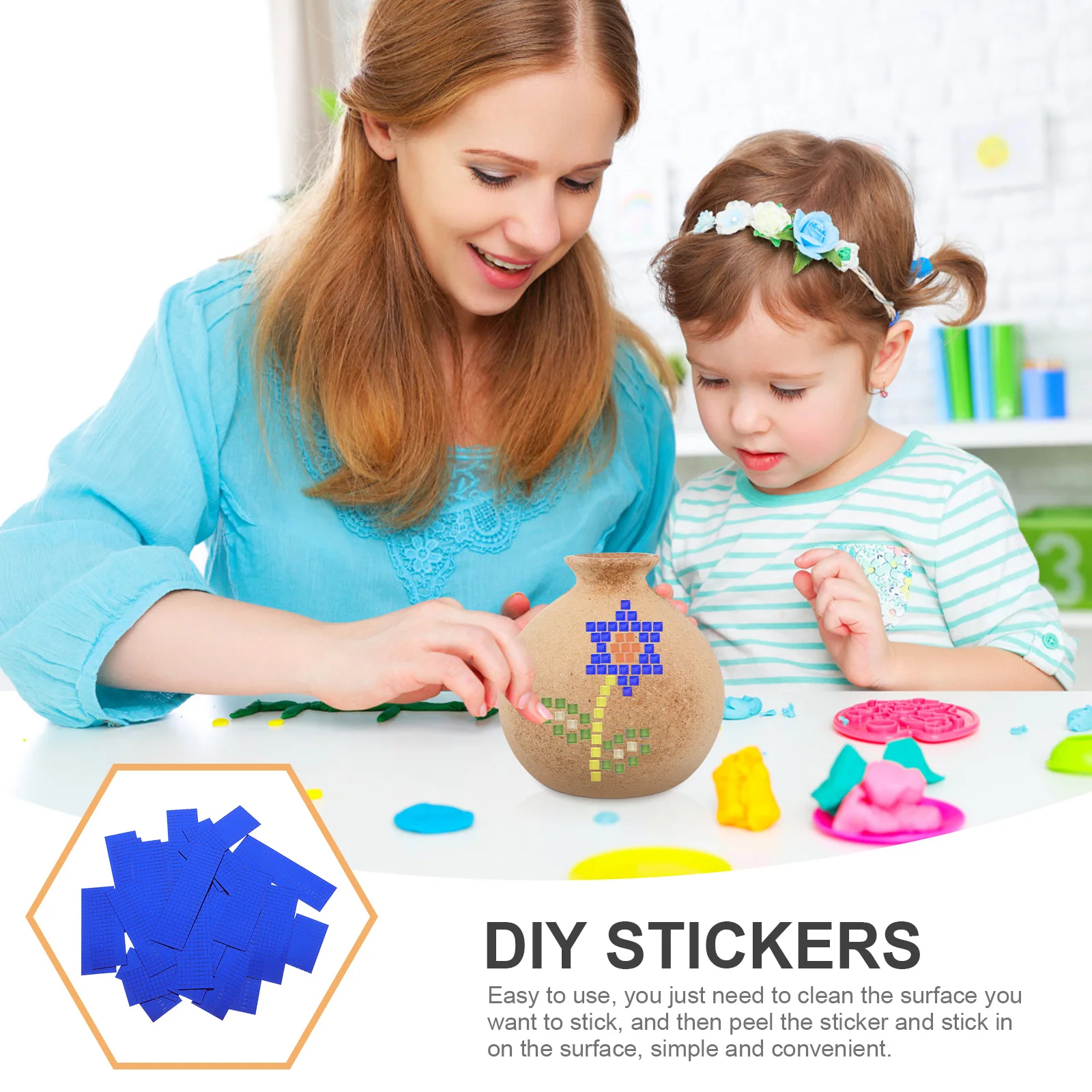 

6 Rolls Mosaic Patch Bathroom Tile Stickers Self Adhesive Wall Decorative Diy Decals Self-adhesive