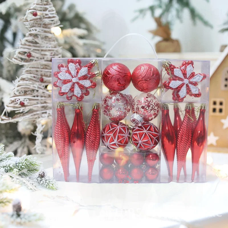 

Alien 40pcs Christmas Balls Classic Hanging Ornaments Plated Plastic Decorations Set for Christmas Tree Gold Silver Gray Red