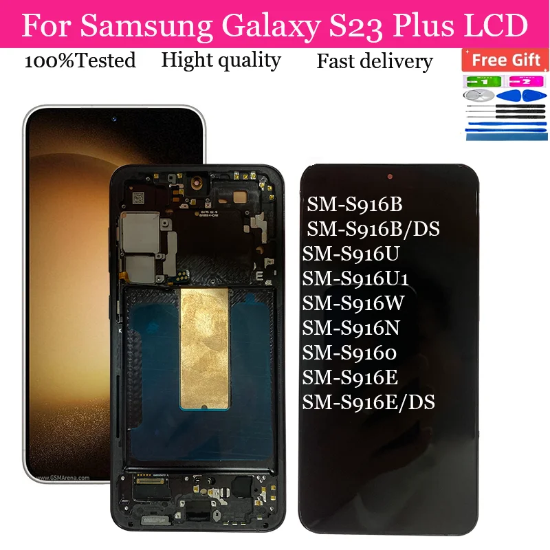 OLED LCD For Samsung Galaxy S23 Plus S916B S916U Display Touch Screen Digitizer With Frame