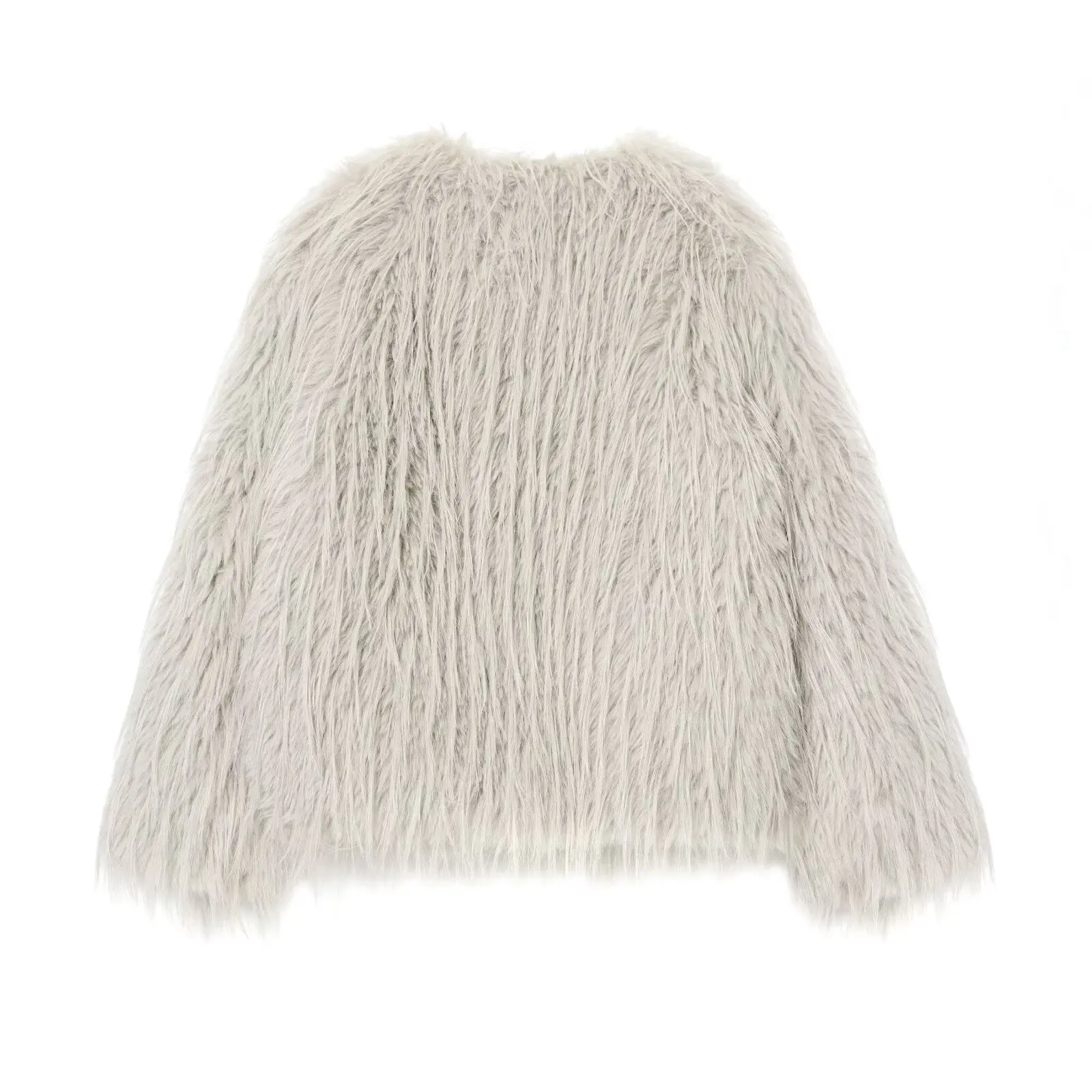 Maxdutti British Fashion Women's Faux Fur Coat Party Elegant Light Gray Minimalist Jacket Winter Women's Jacket Woman Clothes To