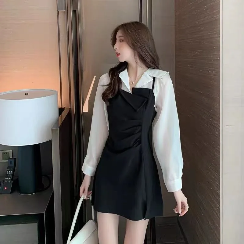 Hepburn Style femme robe Y2k coréen Vintage t-shirts Chic et élégant joli 2025 mode chaude femmes à manches longues robes chemise