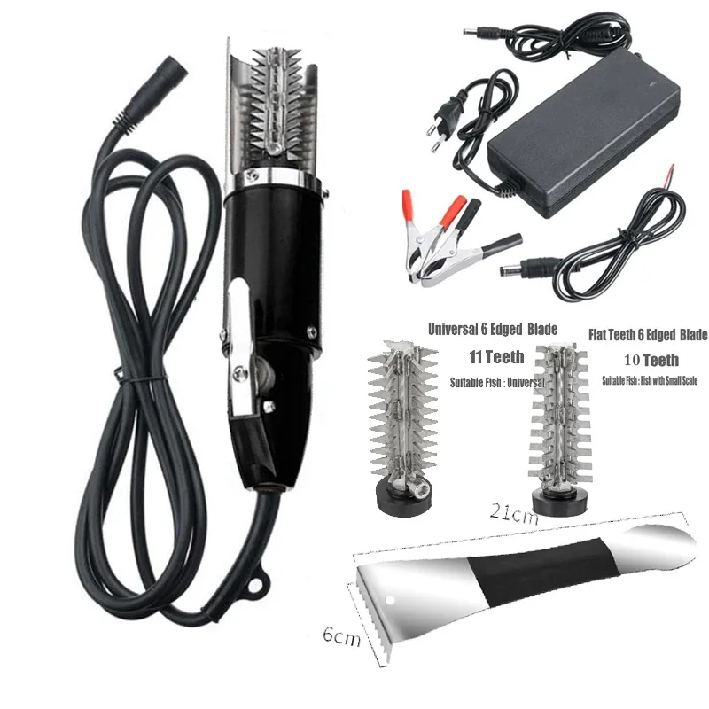 120W Electric Fish Descaler-Automatic for Home Kitchen,Fish Markets Scale Remover Tool with Stainless Steel Blades &Splash Guard