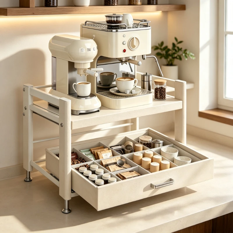 Coffee Tea Machine For Home - Kaffeemaschinenständer mit Schublade, Arbeitsplatten-Organizer für Tassen