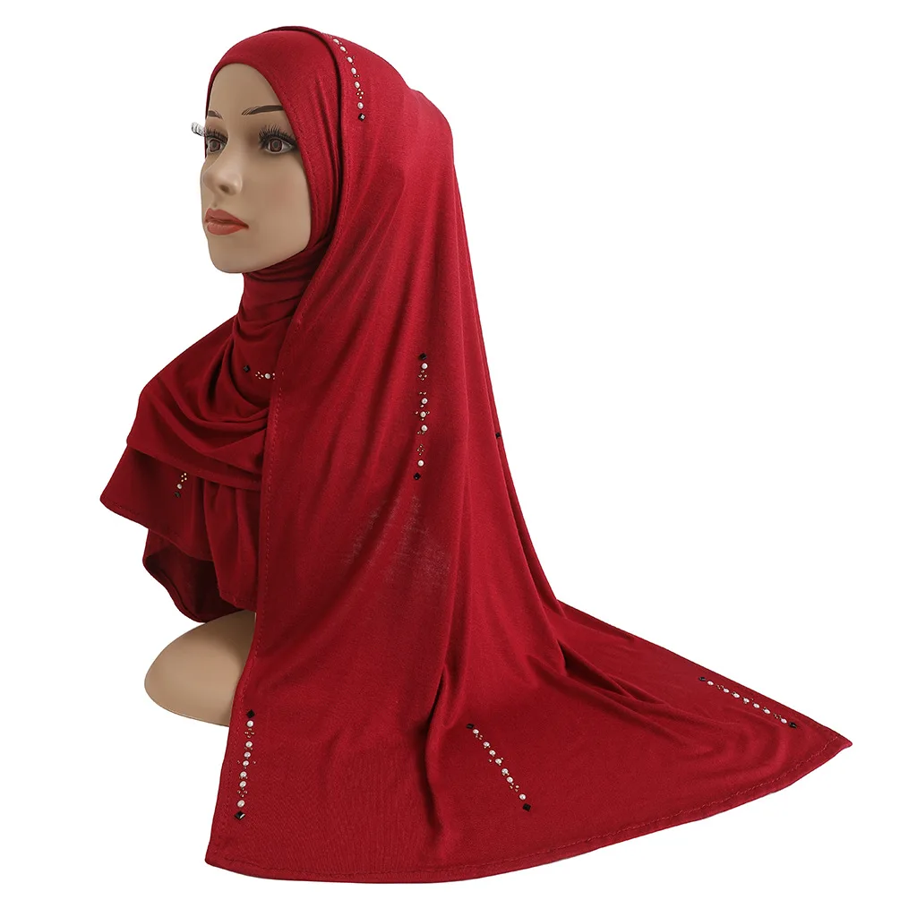 YYZ14  Instant Hijab  Big Size Hijab For Women Hot Drill Muslim Fashion Islam Hijab Cap Scarf For Muslim  Headscarf