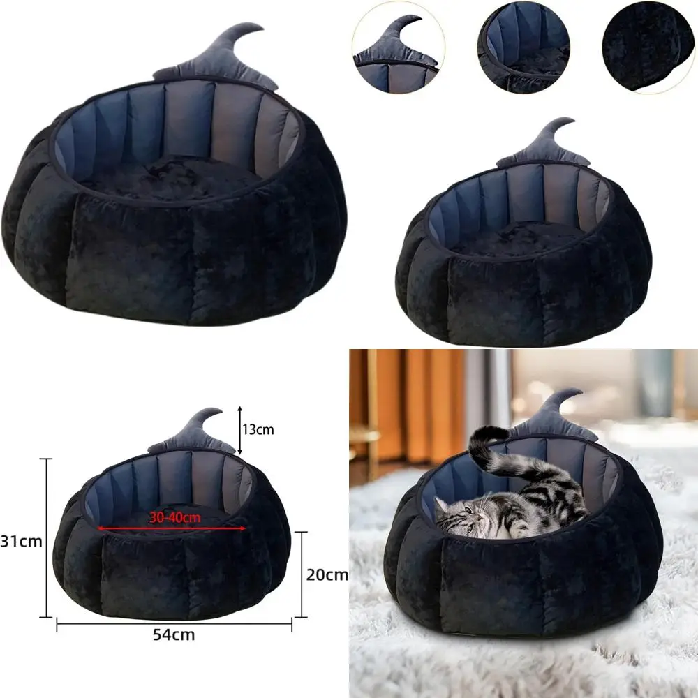 

«Внутренний диван в форме тыквы для кошек и маленьких собак со съемным чехлом, черный"