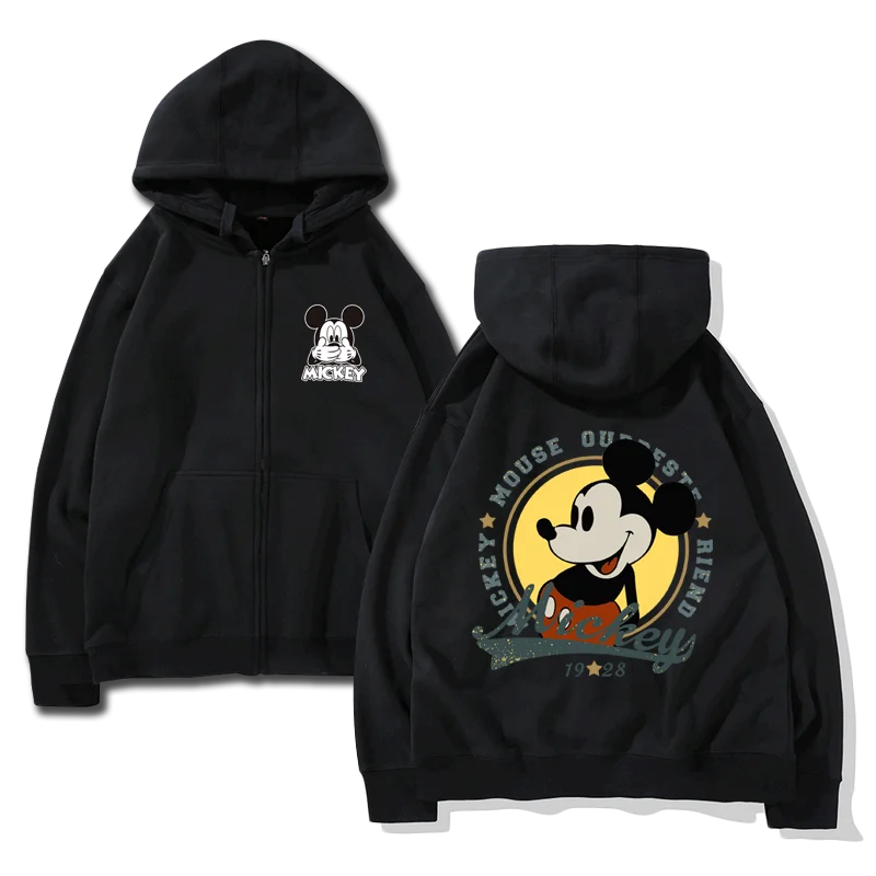 cartoon couple outfit sports hooded zipper jacket Disney  Mickey Mouse Minnie hooded cardigan sweatshirt