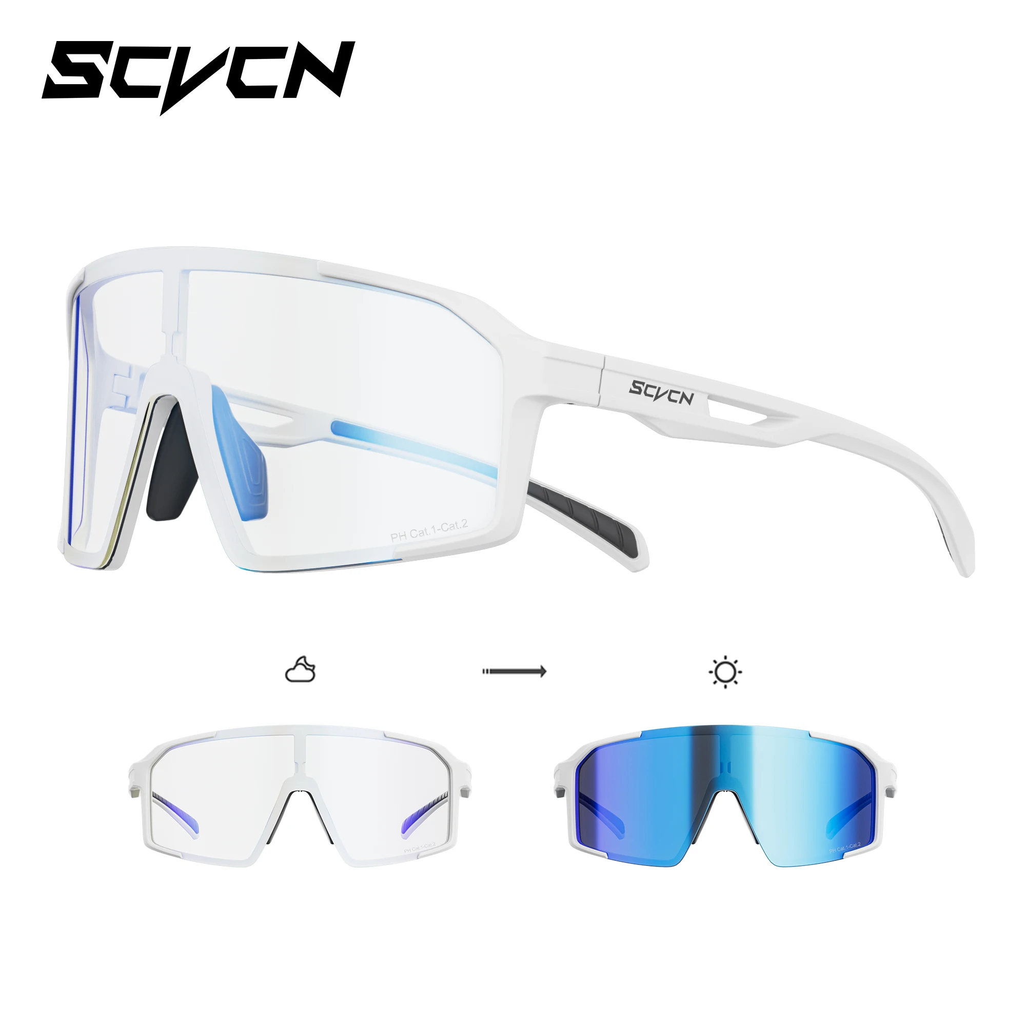 SCVCN Damen Mode Reise Photochrome Brille Radsport-Sonnenbrille Herren UV400 Eyewear Sport MTB Outdoor-Brille Fahrrad UV400