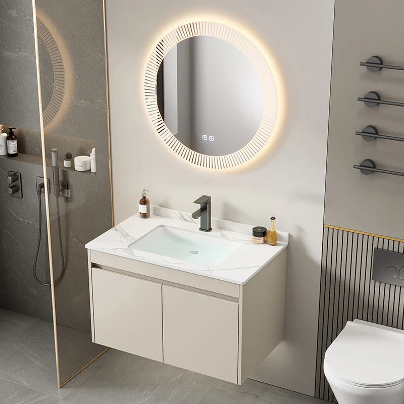 Cream Wind Space Aluminum Bathroom Cabinet Combination Toilet Washbasin Ceramic Integrated Balcony Washbasin Washbasin Basin