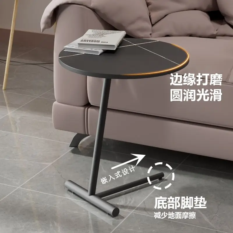 Simple Modern Living Room Home Rock Plate Wrought Iron Metal Small Coffee Table Bedroom Sofa Side Small Round Tables Furniture