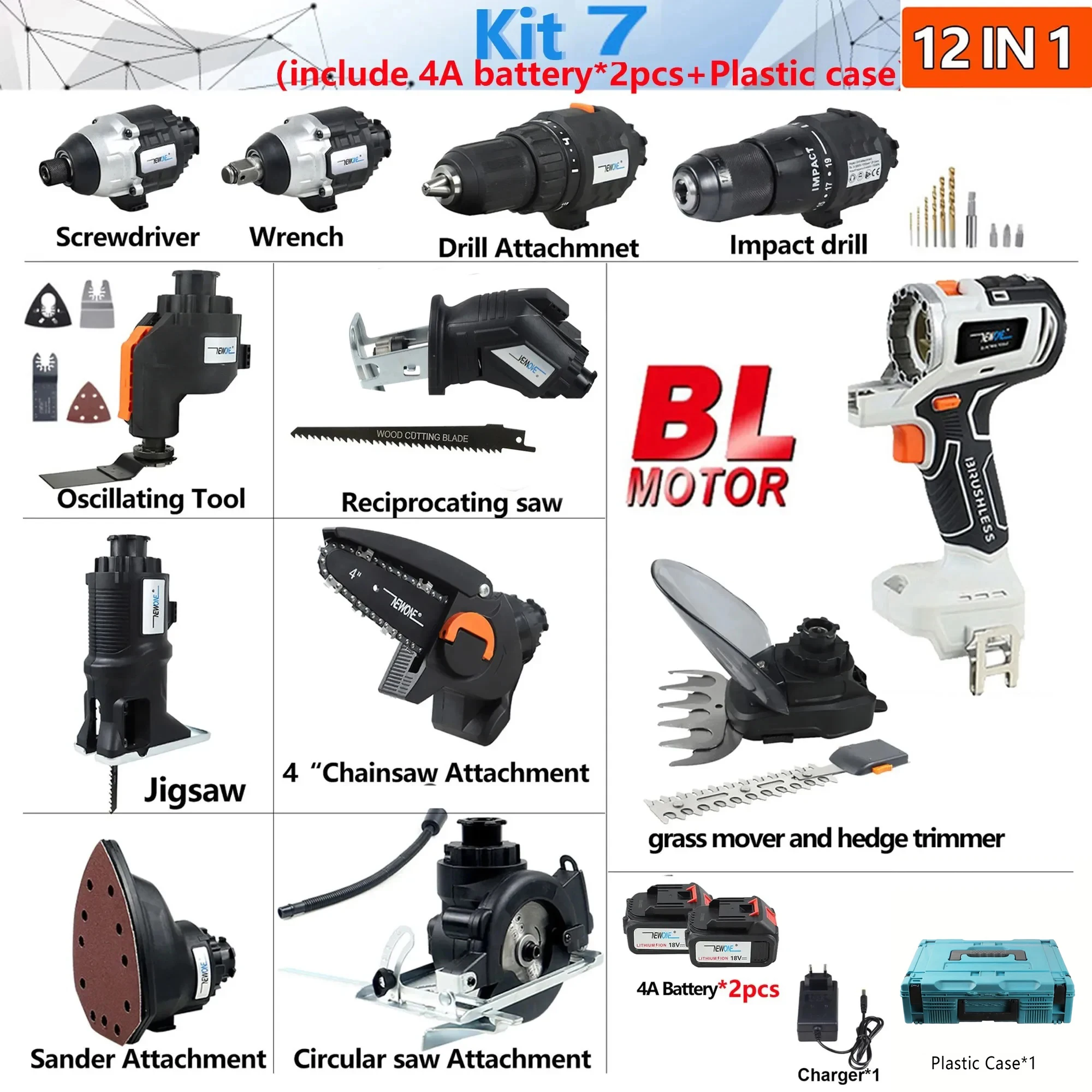 12-in-1 combo kit Cordless Brushless Recip Saw Jig saw Circular Saw Chainsaw Oscillating Tool Screw Driver For LXT Battery