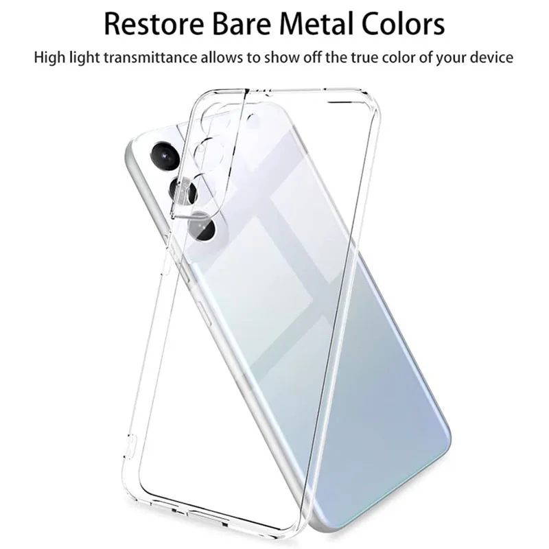 Full Camera Cover Silicone Soft Case For Samsung Galaxy S24 S23 S22 S21 FE Plus Ultra Clear Back Cover Transparent Thin TPU Capa image 5