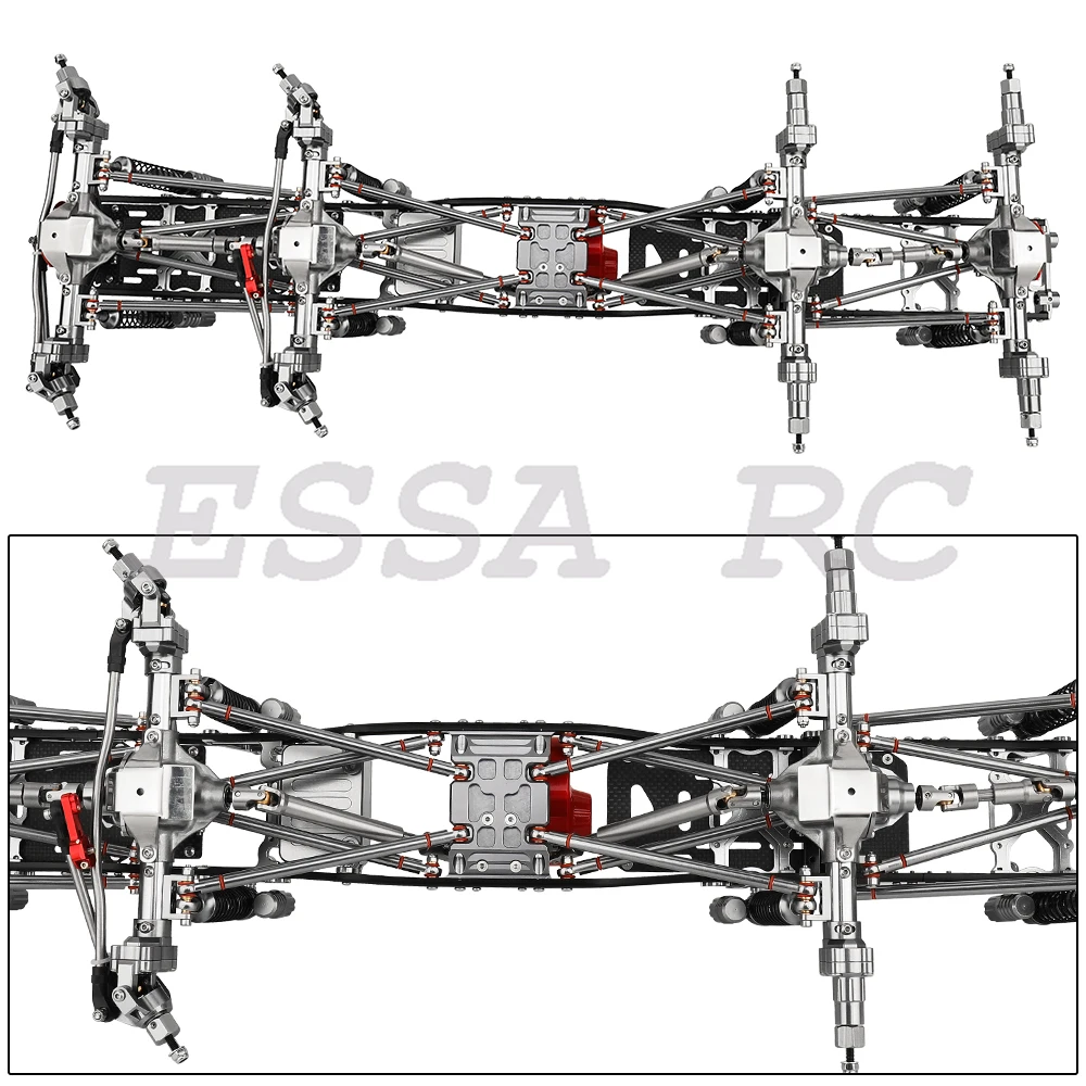 1:10 Metaallegering Verbeterde 8x8 RC Auto Chassis Frame met 2 Portal As Versnellingsbak DIY voor Axiale SCX10 1/10 RC Crawler Auto Onderdelen