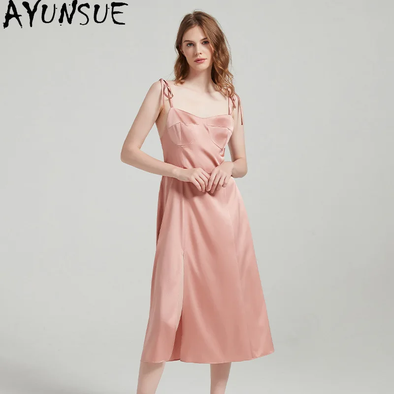 

AYUNSUE 19Mm 100% Real Mulberry Silk Pajama Sexy Sleepwear Night Dress for Women 2026 Summer Clothes Woman Streetwear Пижама