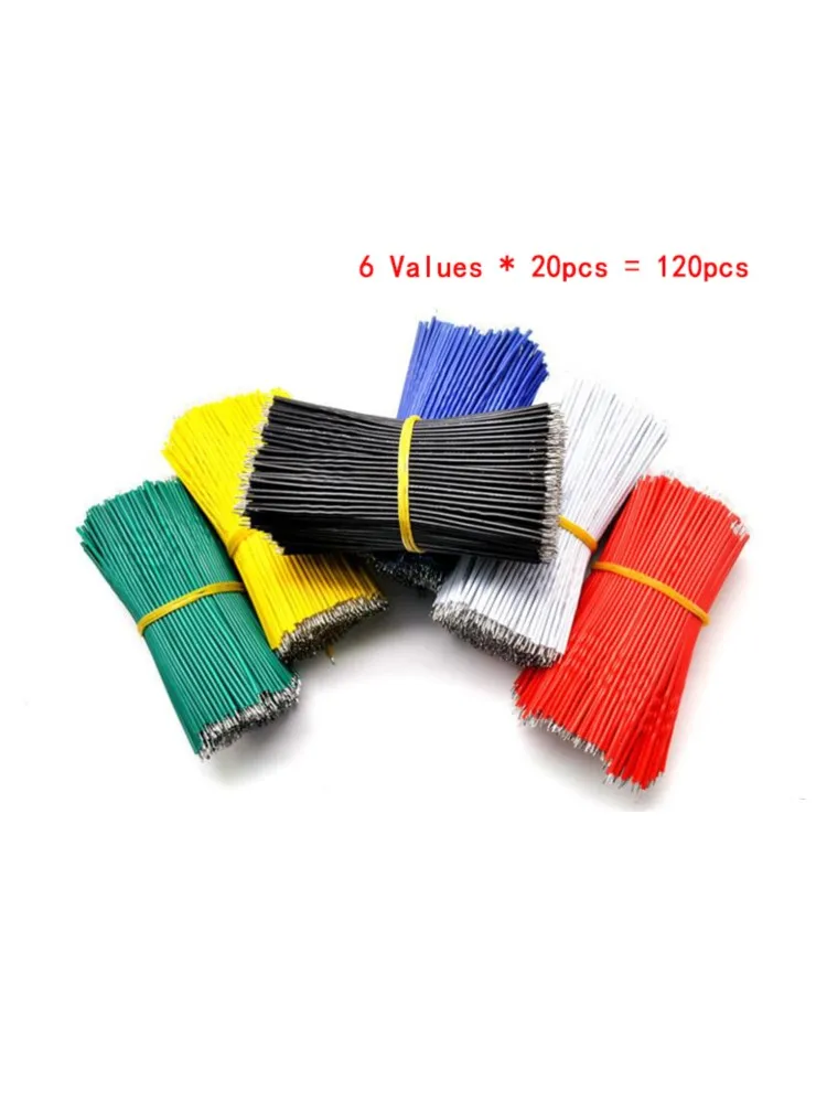 120 pièces/ensemble 24AWG platine de prototypage étamé PCB câble à souder 24AWG 8cm fil de raccordement volant fils conducteur en étain 1007-24AWG fil de connecteur