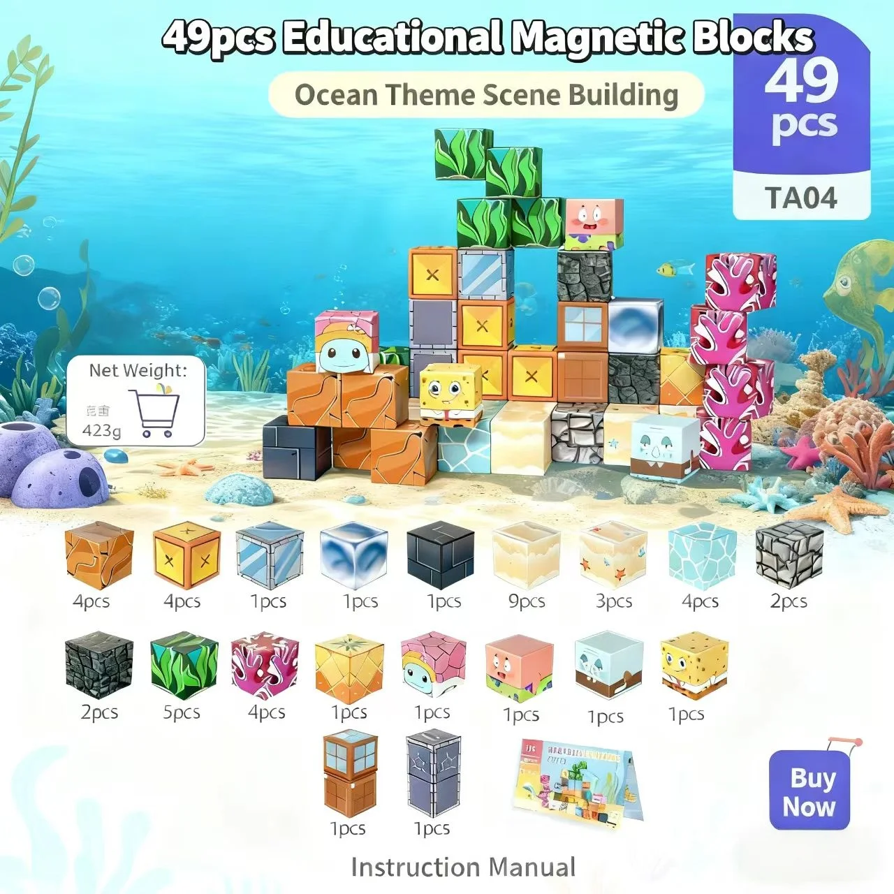 Ensemble de construction de blocs magnétiques-éducation précoce des enfants voyage Portable 49 pièces boîte en fer ensemble de blocs cubiques blocs de construction G