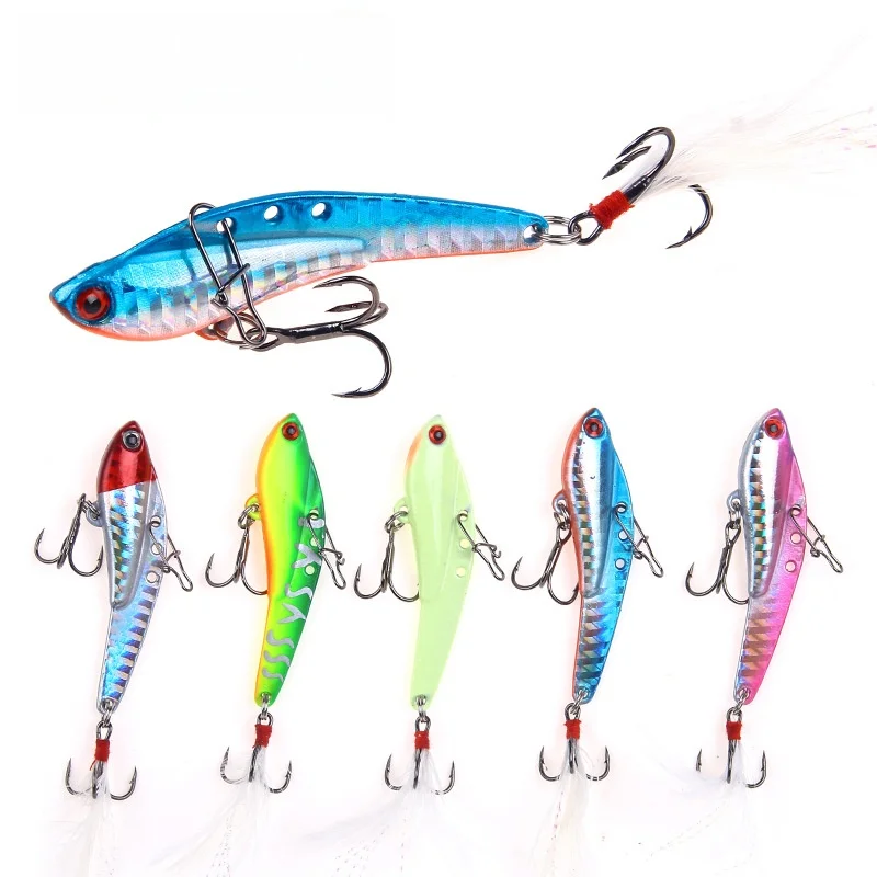 1PCS 13g-30g Metal Spinning Spoon Jig Bait VIB Sinking Blade Spinning Hook Treble Spinnerbait Fishing Equipment Sea Fishing Lure