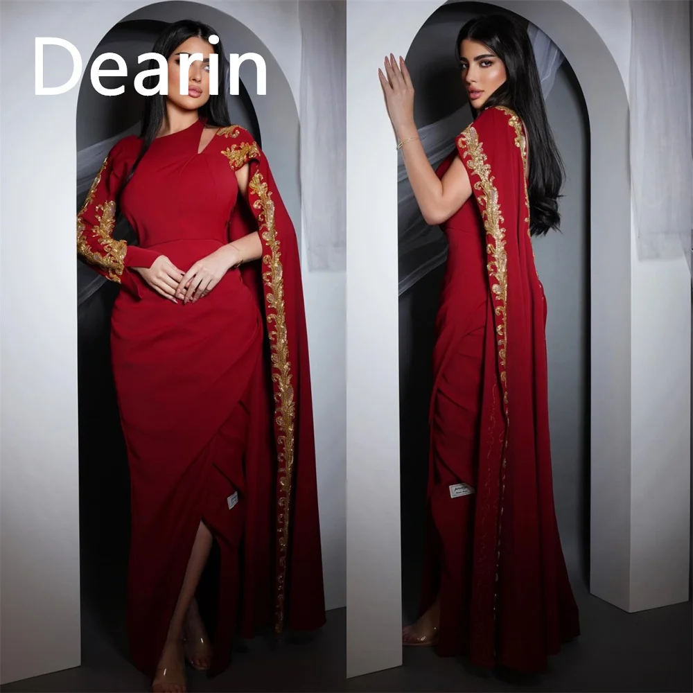 

Customized Prom Dress Dearin Jewel Column Ankle Length Skirts Stole Bespoke Occasion Dresses Formal Saudi Arabia Evening Gown