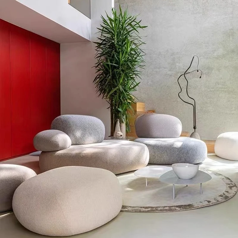 

Italian pebble special-shaped free combination creative cream style fabric sofa