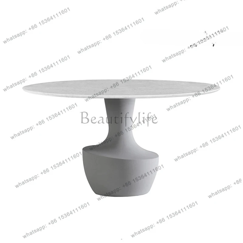 Modern minimalist designer dining table model room hotel marble Italian light luxury negotiation round table