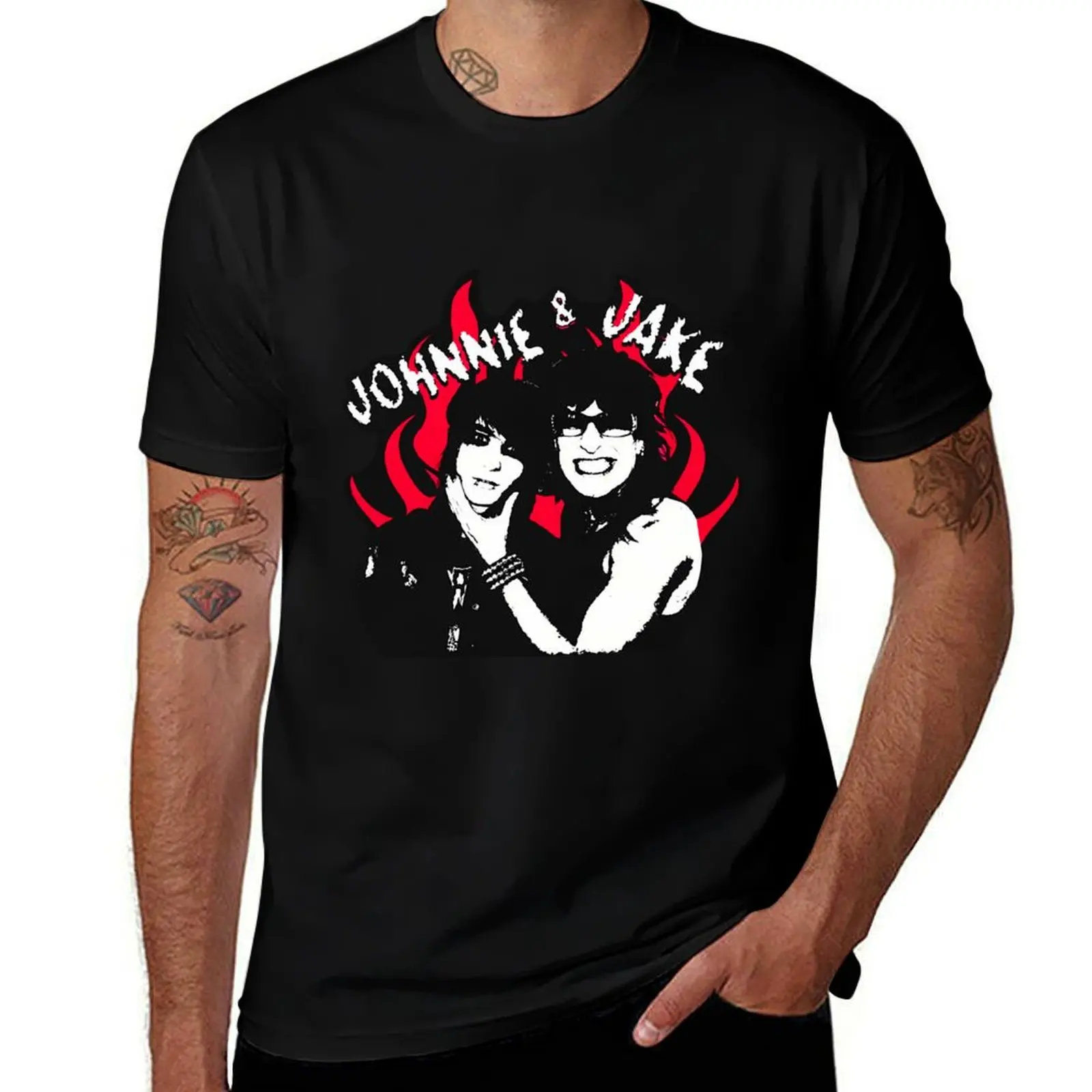 Jake And Johnnie Flames T-Shirt Christmas Casual Short Sleeve Top