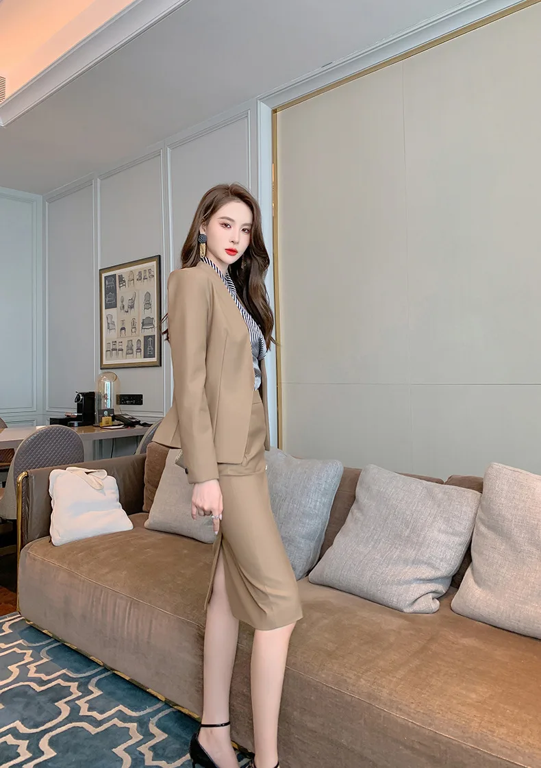 Two-piece Women\'s 2023 Spring New Goddess Style Suit Jacket Skirt Temperament Royal Sister Professional Suit Luxury Design