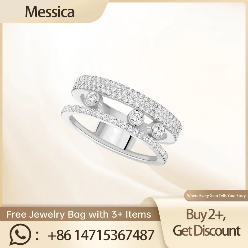 Messica 2024 New S925 Silver Engagement Ring Bridal Jewelry with Shimmering Gemstone for Memorable Proposal