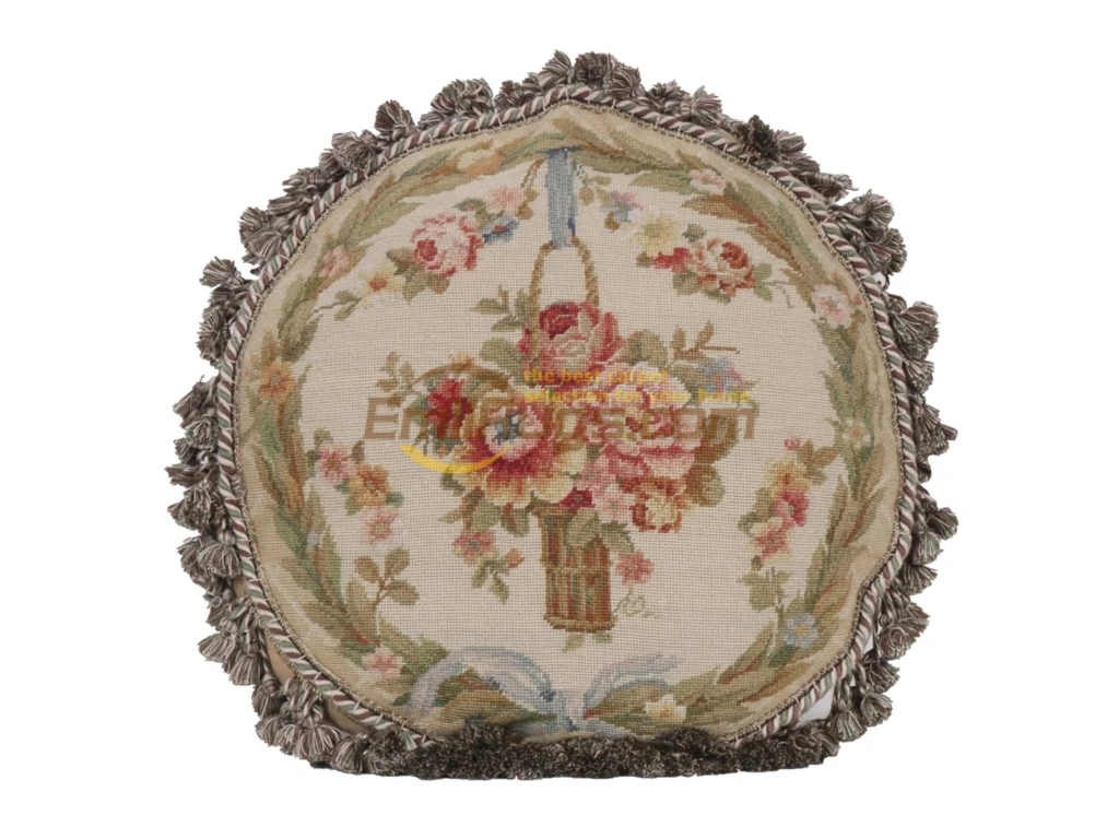 

Ethnic woven throw pillow needlepoint Victorian style French soft embroidered throw pillow pure wool