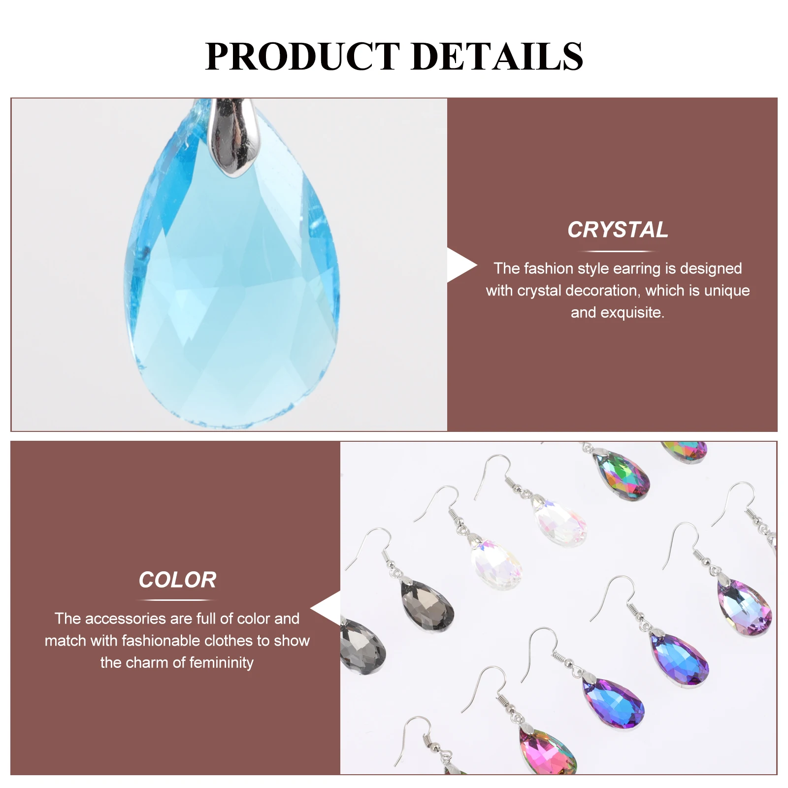 

12 Pairs Crystal Earrings Women Dangling Accessories Fashion Ladies Drop Drops for Dangle