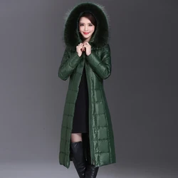 Shengyu Boya Middle-Aged and Elderly Women's Over-The-Knee Long down Jacket, Thickened Slim-Fit Coat, New Style