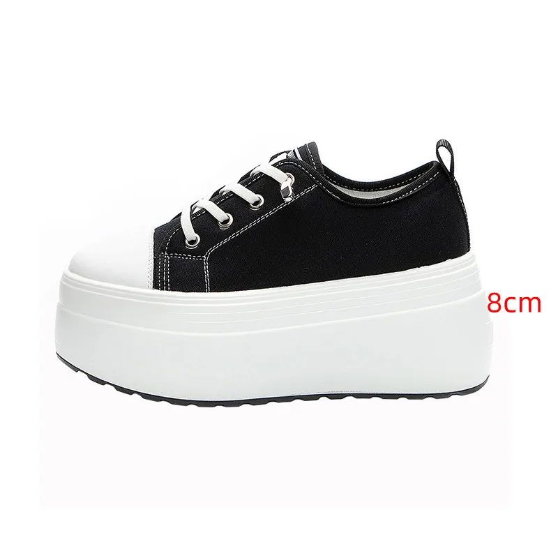 2023 scarpe di tela da donna Sneakers con plateau piatto Casual stringate scarpe con suola spessa da donna scarpe da ginnastica bianche nere con